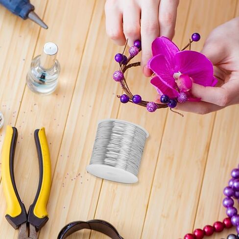 سلك زهور مقاس 26، سلك صناعة المجوهرات، سلك حرفي نحاسي لصنع المجوهرات، سلك زهور مرن، سلك خرز نحاسي لصناعة تغليف باقة الزهور وصناعة المجوهرات (109 ياردة/328 قدمًا) in Kuwait