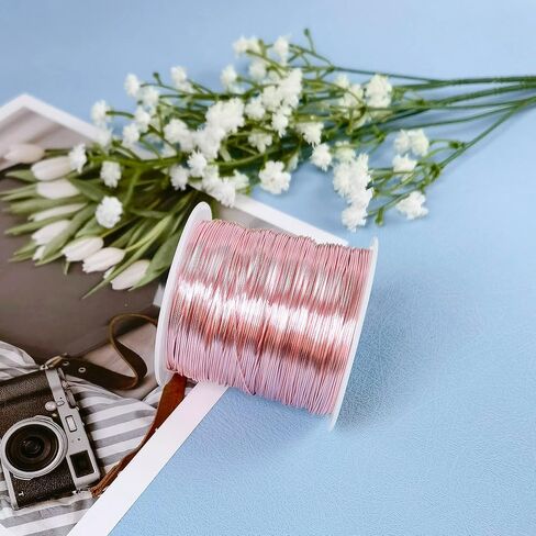 203 Feet Tarnish Resistant Copper Wires 24 Gauge/0.5mm Jewelry Craft Wires Beading Wire for Jewelry Making, Wire Wrapping and Crafting(Rose Gold) in Kuwait