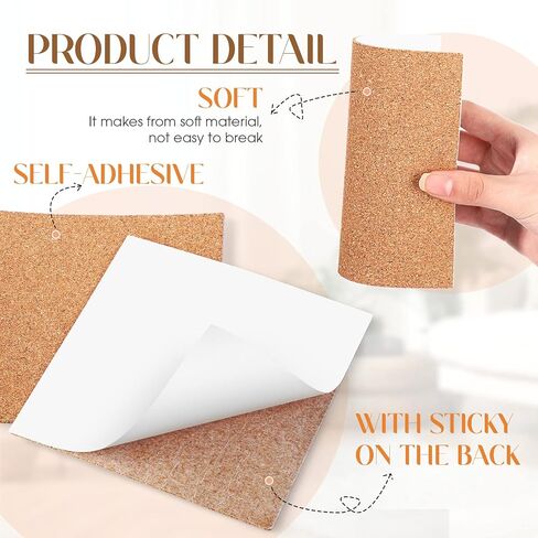 Chunful 60 Pcs Self Adhesive Cork Squares 6" x 6" Cork Backing Sheets for Coasters DIY Ceramic Tiles, Mat, Mini Wall Board, 2 mm Thick in Saudi Arabia