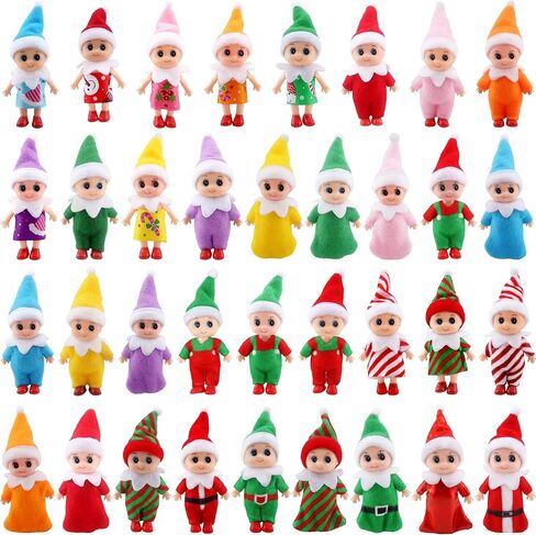 Cagemoga 35 Pieces Christmas Mini Elf Baby Dolls Plush Small Elf Newborn Dolls for Xmas Baby Advent New Year Party Favors Stocking Stuffers in Kuwait