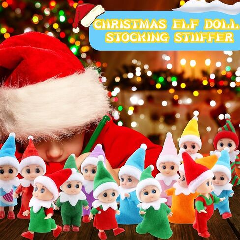 Cagemoga 35 Pieces Christmas Mini Elf Baby Dolls Plush Small Elf Newborn Dolls for Xmas Baby Advent New Year Party Favors Stocking Stuffers in Kuwait