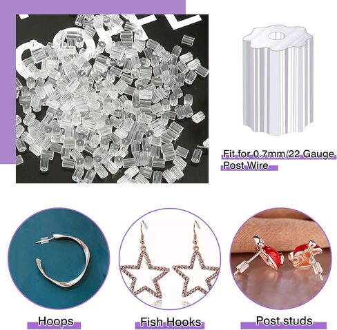 TOAOB 500pcs Clear Plastic Rubber Safety Earring Backs Soft Silicone Ear Nut Stoppers Replacement 2.5x3.5mm for Fish Hooks Earring Post Studs in Saudi Arabia