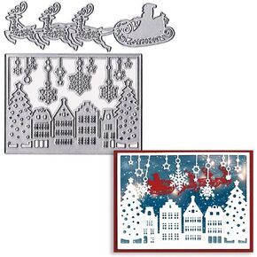 Christmas Cutting Dies Christmas Frame Background Die Cuts for Card Making, Christmas Lantern Background Die Cut Embossing Stencil Template for DIY Scrapbooking Photo Album Card Craft Supplies