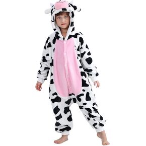 MICHLEY Animal Hooded Romper Kids Flannel Halloween Cosplay Pajamas Costume 3-12T for Autumn Winter in Kuwait