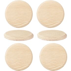 Dorhui 4Pcs 4 Inch Round Wooden Plaque, Unfinished Natural Pine Wood Circle Craft Plaques Wood Base for Craft Projects and DIY Home Decoration