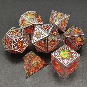 7-Piece Crafted Dice Set - Beautiful Snowflake Metal Dice with Resin Core - Crystal White - D&D - Dungeons and Dragons - D4 D6 D8 D10 D20 Bronze!!! in Kuwait