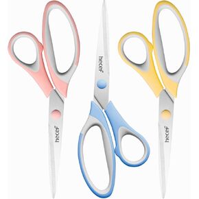 هيسايف مجموعة مقصات متعددة الاغراض مقاس 8 انش مكونة من 3 قطع، مقصات حادة ومتينة بمقابض ناعمة للمكتب والمدرسة والمنزل والحرف الفنية ومستلزمات الحرف اليدوية in Kuwait