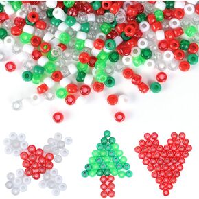 1000 قطعة من الخرز المهر الأحمر والأبيض والأخضر الخرز المهر البلاستيكي الفاصل الخرز الحرفية لصنع أساور المجوهرات، 9 × 6 مم in Kuwait