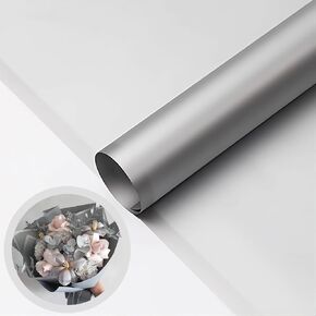Frosted Flower Wrapping Paper White Lines Gift Packaging Florist Bouquet Supplies 20 Counts (Silver)