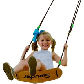 Swurfer Tree Swing, Swing Sets for Backyard, Outdoor Swing - Swingset Outdoor for Kids, Easy Installation, Maple Wood Swing, Heavy Duty Braided Rope, Weather Resistant, Up to 150lbs, Age 4 and Up in Kuwait