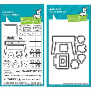 Lawn Fawn Virtual Friends 4"x6" Clear Stamp Set and Coordinating Dies, Bundle of 2 Items (LF2504, LF2505) in Saudi Arabia