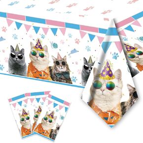 فريراند مفرش طاولة للاستعمال مرة واحدة بتصميم قطة من قطعتين لمستلزمات حفلات اعياد الميلاد وديكورات حفلات اعياد الميلاد والقطط والحيوانات الاليفة، طاولات مستطيلة 87 انش × 51 انش، عبوتان in Kuwait