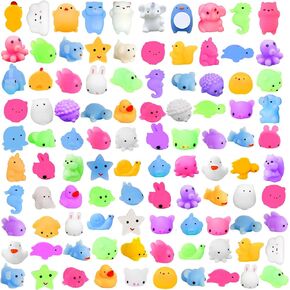 Cherislpy 100 قطعة Kawaii Squishies، Mini Mochi Squishy Squeeze Toys الإجهاد تخفيف القلق حزم للأطفال هدايا الحفلات Goodie Bag هدايا عيد الميلاد (الحيوانات) in Kuwait