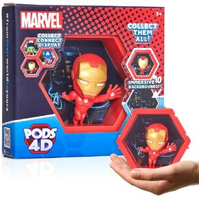 WOW! PODS 4D Marvel Iron Man Toys - Unique Connectable & Collectable Toy Action Figure, Wall/Shelf Display, Stocking Stuffers, Iron Man Action Figure, Marvel Toys for Kids & Adults