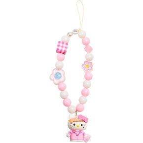 Kumarie Kitty Bead Lanyard Strap - Bead Phone Charms with Kitty Pendant - Hand Wrist Kitty Phone Accessories, Strap Girls Style Fixed Beads Pearl Neck Lanyards in Kuwait