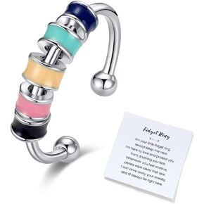 جن اكس ان خاتم فيدجيت تو ماي ابنت، خاتم فيدجيت لتخفيف القلق للنساء، خاتم قابل للتعديل لتخفيف القلق بالوان قوس قزح، هدايا مجوهرات in Kuwait