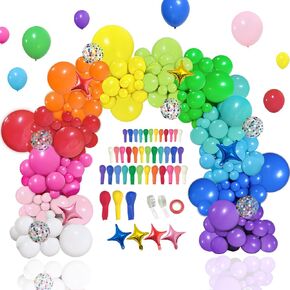 PERPAOL 146pcs بالون باستيل مجموعة جارلاند معكرون عيد الفصح يونيكورن لون قوس بالون مع بالون فويل نجمة لقوس قزح الزفاف وأعياد الميلاد وحفلات حورية البحر والتخرج