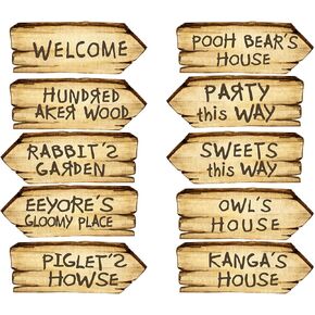 Classic Winnie Arrow Signs for The Pooh Baby Shower Decorations, 10 Pcs Double-Sided Signs Hundred Acre for Winnie Birthday Derations in Kuwait