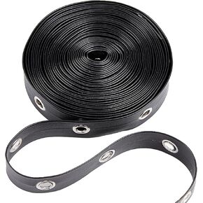 GORGECRAFT 5M Eyelet Tape Black Grommet Trim 19mm Wide Eyelet Twill Tape Trimming Velvet Beading String Flat Imitation Leather String for Jewelry Making Tassel Dress Purse Home Decor in Kuwait
