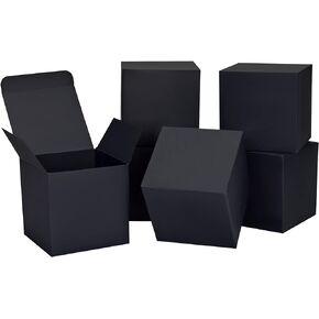 HUAPRINT Black Gift Box,Gift Boxes with Lids 4x4x4inch,24pcs Paper Gift Box Bulk,Gift Boxes for Presents,Birthday,Bridesmaid Proposal,Groomsmen Engagements,Baby Showers,Christmas,Wedding Party Favor,Cupcake,Crafting,Holidays