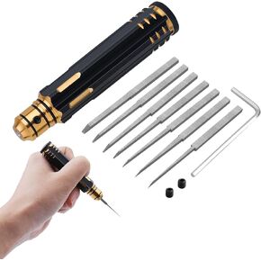 7 In 1 Prime Model Scriber with 7 Blades Gundam Resin Carved Scribe Line Cutting Tool Chisel (0.1/0.2/0.4/0.6/0.8/1.0/2.0mm) Black