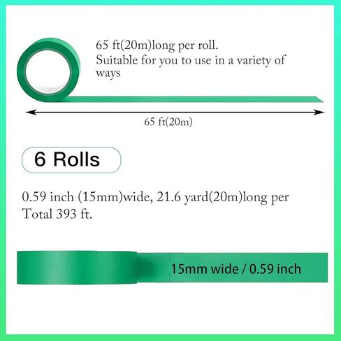 شريط لاصق ملون من iHomeSet مكون من 6 بكرات، بعرض 0.6 بوصة وطول 65 قدمًا لكل لفة، شريط لاصق للرسامين بألوان قوس قزح للأطفال الذين يتحركون في الفصول الدراسية واللوازم المكتبية. in Kuwait