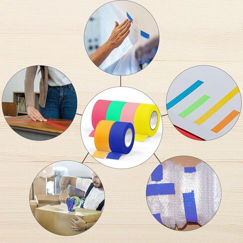 شريط لاصق ملون من iHomeSet مكون من 6 بكرات، بعرض 0.6 بوصة وطول 65 قدمًا لكل لفة، شريط لاصق للرسامين بألوان قوس قزح للأطفال الذين يتحركون في الفصول الدراسية واللوازم المكتبية. in Kuwait