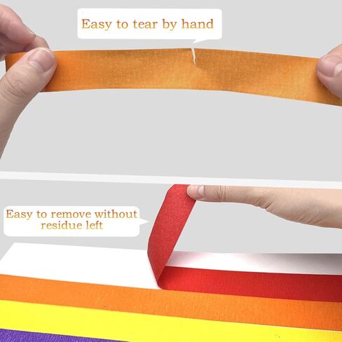 شريط لاصق ملون من iHomeSet مكون من 6 بكرات، بعرض 0.6 بوصة وطول 65 قدمًا لكل لفة، شريط لاصق للرسامين بألوان قوس قزح للأطفال الذين يتحركون في الفصول الدراسية واللوازم المكتبية. in Kuwait