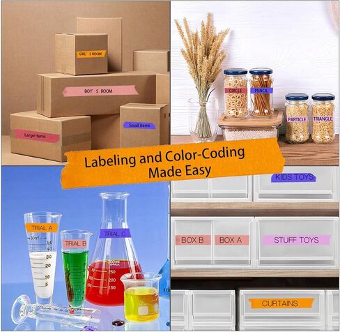 شريط لاصق ملون من iHomeSet مكون من 6 بكرات، بعرض 0.6 بوصة وطول 65 قدمًا لكل لفة، شريط لاصق للرسامين بألوان قوس قزح للأطفال الذين يتحركون في الفصول الدراسية واللوازم المكتبية. in Kuwait