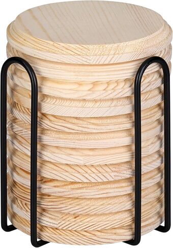 Dorhui 4Pcs 4 Inch Round Wooden Plaque, Unfinished Natural Pine Wood Circle Craft Plaques Wood Base for Craft Projects and DIY Home Decoration in Kuwait