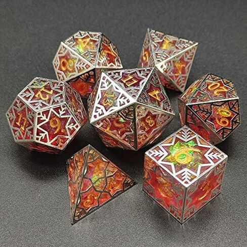 7-Piece Crafted Dice Set - Beautiful Snowflake Metal Dice with Resin Core - Crystal White - D&D - Dungeons and Dragons - D4 D6 D8 D10 D20 Bronze!!! in Kuwait