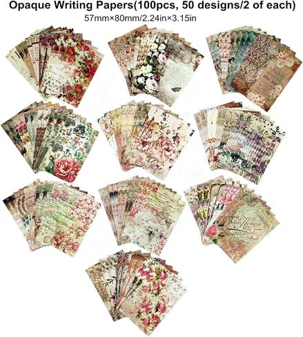 200PCS Vintage Scrapbooking Supplies Pack, Aesthetic Scrapbook Sticker Paper Art Journaling Kit for Junk Journals,Planner,Cottagecore Decor Gifts (Pink Retro Collection) in Kuwait