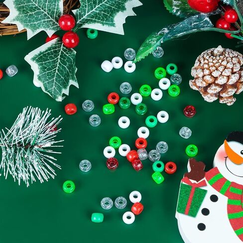 1000 قطعة من الخرز المهر الأحمر والأبيض والأخضر الخرز المهر البلاستيكي الفاصل الخرز الحرفية لصنع أساور المجوهرات، 9 × 6 مم in Kuwait