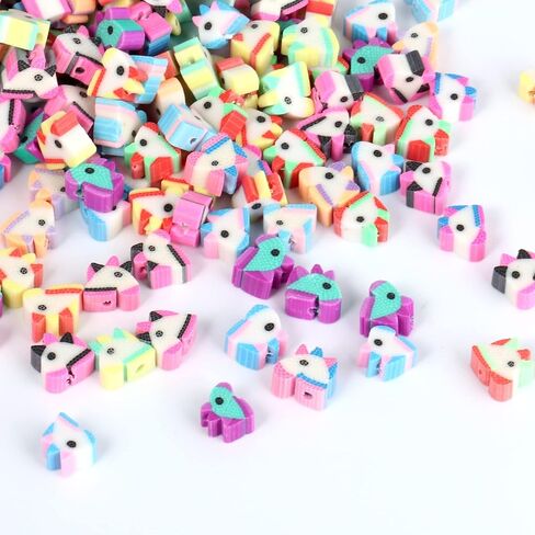 200 PCS Colorful Animal Beads for Jewelry 10mm Mixed Polymer Clay Beads Soft DIY Beads for Necklace Bracelet Handmade Making in Saudi Arabia