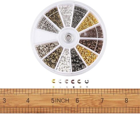 Pandahall 6 عمود ملون 2 × 2 مم خرز تجعيد أنبوب نحاسي صغير وأغطية عقدة تجعيد نحاسية 4 × 3 مم لصنع المجوهرات (540 قطعة/صندوق) in Kuwait