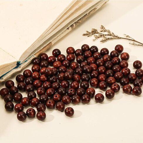 200pcs 8mm Natural Sandalwood Round Beads Gorgeous Craft Handmade Polished Spacer Mala Pray Beads with Elastic Cord for Bracelets DIY Rosary Tasbih Jewelry Making in Saudi Arabia