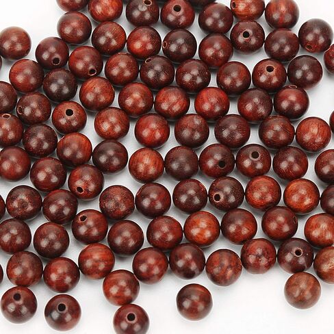 200pcs 8mm Natural Sandalwood Round Beads Gorgeous Craft Handmade Polished Spacer Mala Pray Beads with Elastic Cord for Bracelets DIY Rosary Tasbih Jewelry Making in Saudi Arabia