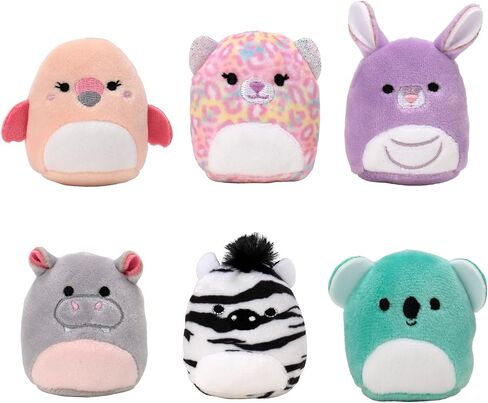 Squishville Mystery Mini-Squishmallows Plush - Wildlife Squad - Six 2-Inch Characters - Includes Michaela and Kiki Plus Four Mystery Figures - Irresistibly Soft, Colorful Plush in Kuwait