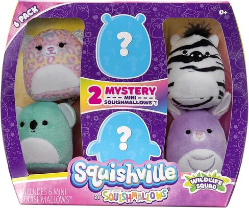 Squishville Mystery Mini-Squishmallows Plush - Wildlife Squad - Six 2-Inch Characters - Includes Michaela and Kiki Plus Four Mystery Figures - Irresistibly Soft, Colorful Plush in Kuwait