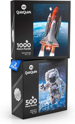 500/1000 Piece Puzzles for Adults, 2 Pack QuizQuirk Rocket & Astronaut in Space Jigsaw Puzzles (Puzzle Savers Included) in Saudi Arabia