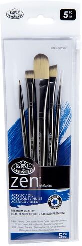 Royal & Langnickel Zen 5pc Standard Handle Brush Set, Includes - Wash, Oval Wash, Angular, Liner & Chisel Blender Brushes in Saudi Arabia