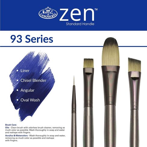 Royal & Langnickel Zen 5pc Standard Handle Brush Set, Includes - Wash, Oval Wash, Angular, Liner & Chisel Blender Brushes in Saudi Arabia