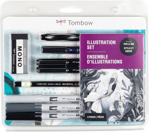 Tombow Illustration Set, Black Gray 9 Count in Saudi Arabia