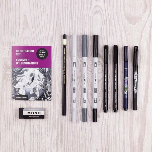 Tombow Illustration Set, Black Gray 9 Count in Saudi Arabia