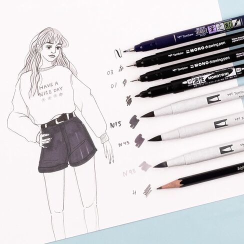 Tombow Illustration Set, Black Gray 9 Count in Saudi Arabia