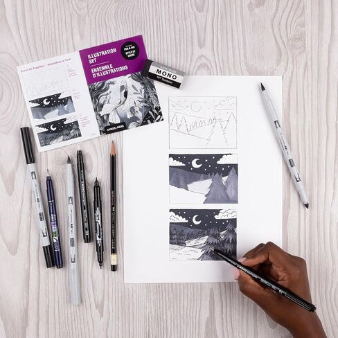Tombow Illustration Set, Black Gray 9 Count in Saudi Arabia
