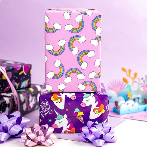 ورقة تغليف WRAPAHOLIC - تصميم حيوان لطيف لأعياد الميلاد، العطلات، الحفلات، استحمام الطفل - لفة واحدة تحتوي على 6 أوراق - 17.5 بوصة × 39.3 بوصة لكل ورقة in Kuwait