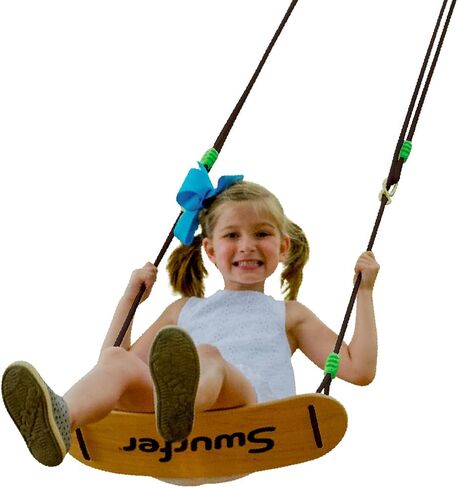 Swurfer Tree Swing, Swing Sets for Backyard, Outdoor Swing - Swingset Outdoor for Kids, Easy Installation, Maple Wood Swing, Heavy Duty Braided Rope, Weather Resistant, Up to 150lbs, Age 4 and Up in Saudi Arabia