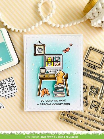 Lawn Fawn Virtual Friends 4"x6" Clear Stamp Set and Coordinating Dies, Bundle of 2 Items (LF2504, LF2505) in Saudi Arabia