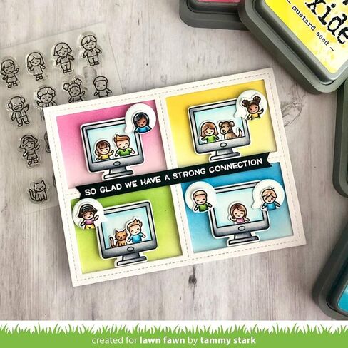 Lawn Fawn Virtual Friends 4"x6" Clear Stamp Set and Coordinating Dies, Bundle of 2 Items (LF2504, LF2505) in Saudi Arabia